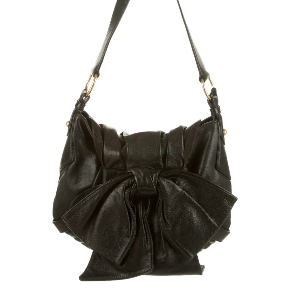 Designer YSL Black Leather Bow Bag